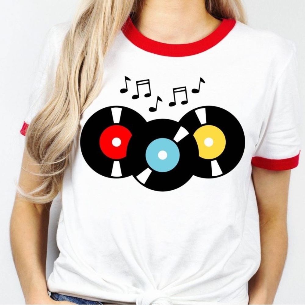 Rockin Record Red and White Ringer T-Shirt